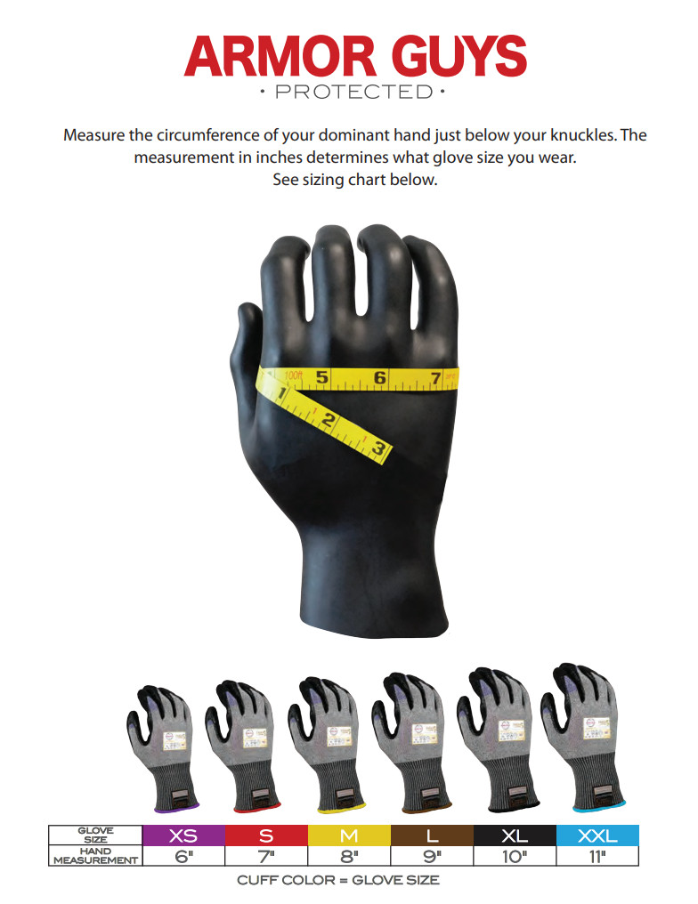 Small/Medium Armor Guys Taeki-5 PVC Grip Coating Dotted Cut Resistant Work Glove