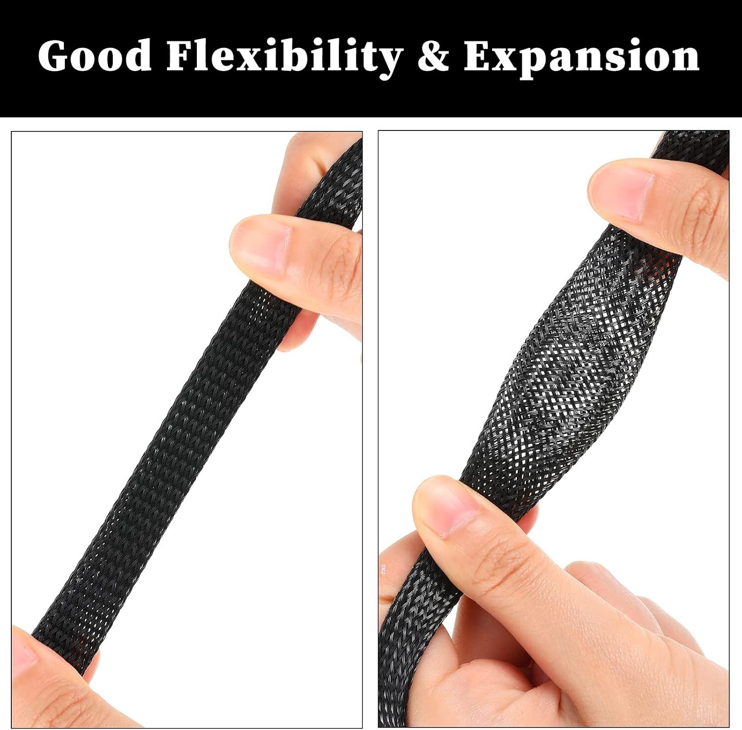 ALL SIZES & COLORS 5′ FT – 100 Feet Expandable Cable Sleeving Braided Tubing LOT