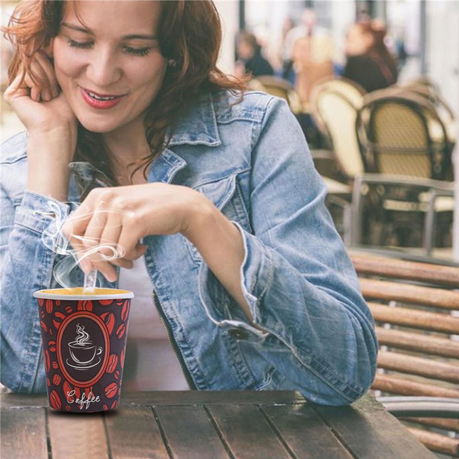 8oz Disposable Paper Cups Coffee Bean Design for Cold/Hot Drinking 50-1000 Pack