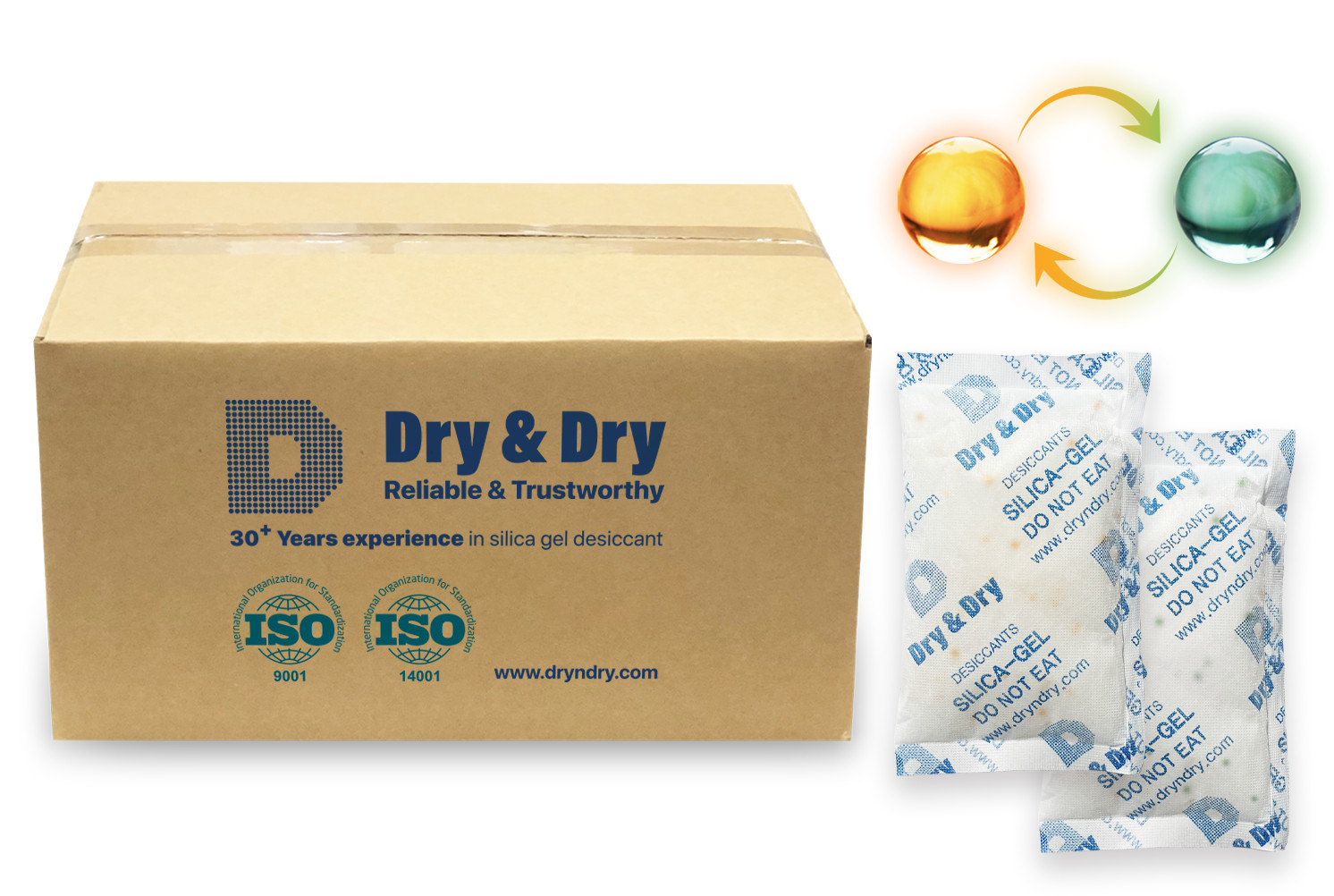 20 gram X 100 PK “Dry & Dry” Food Grade Orange Indicating Silica Gel Packets