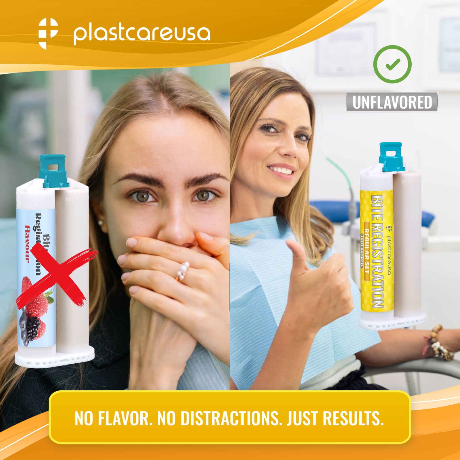 20 Fast Set Bite Registration Impression Material Unflavored 50ml Cartridges