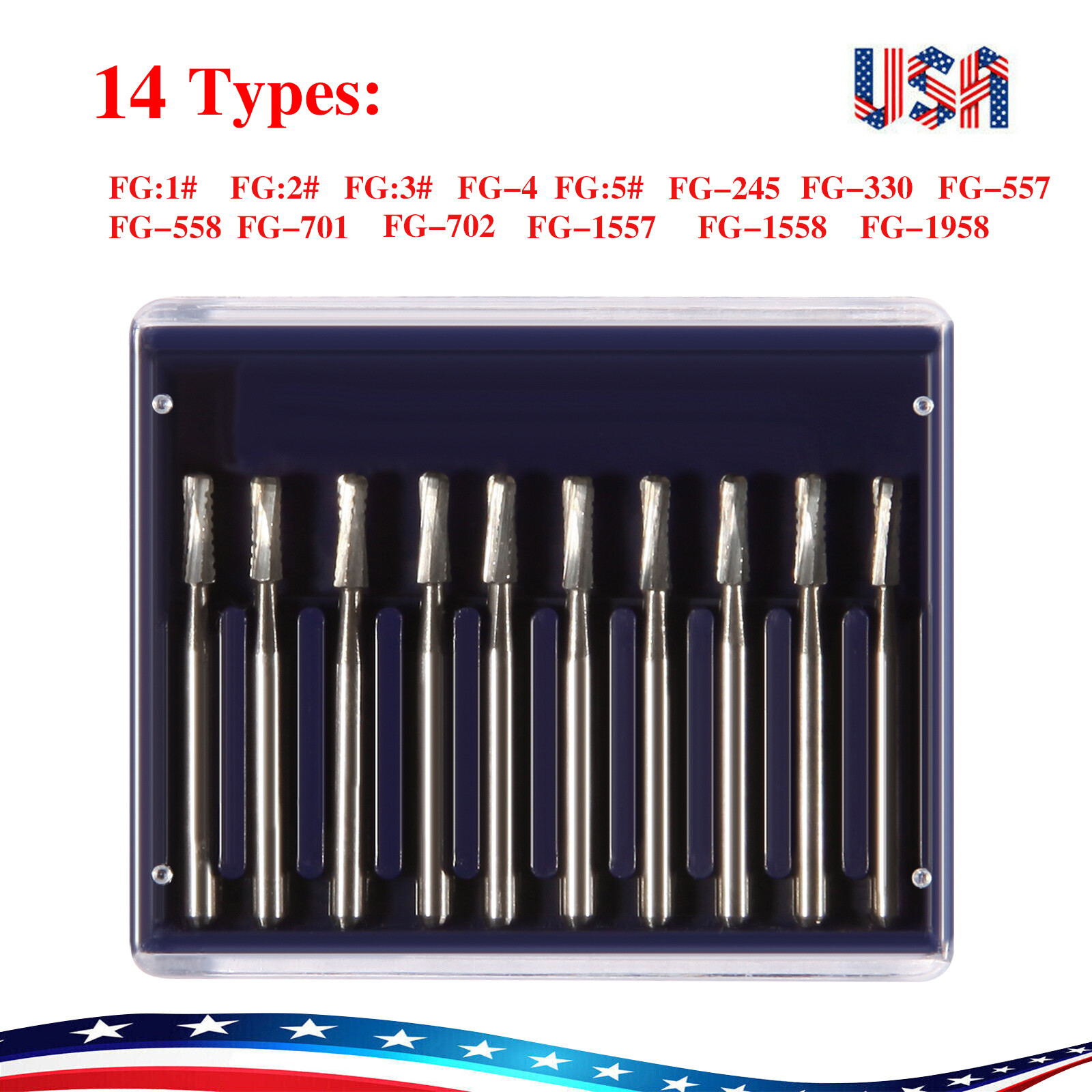 10-100* Dental Tungsten Carbide Steel Burs Drills for High Speed Handpiece