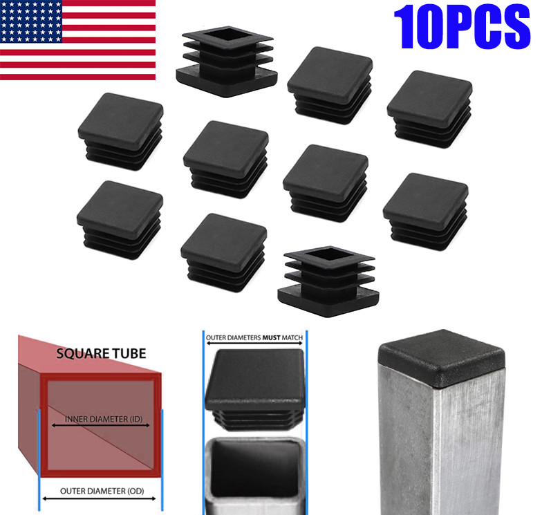 10PCS 1″ Inch Square Plastic End Cap Tubing Hole Post Plug 1 inch 1×1 Post Tube
