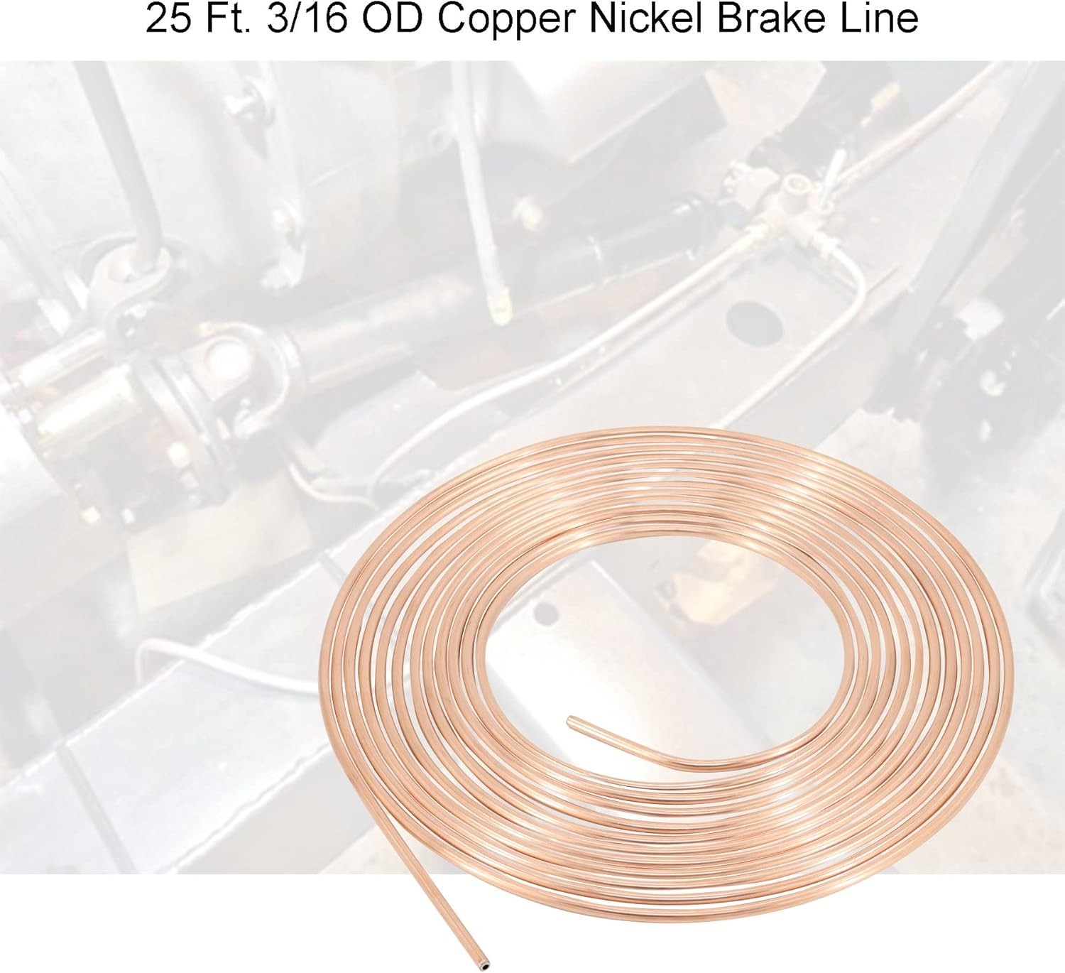 25 Ft. 3/16 OD Copper Nickel Brake Line Tubing Coil and Fitting Kit, 25 Ft of 3/