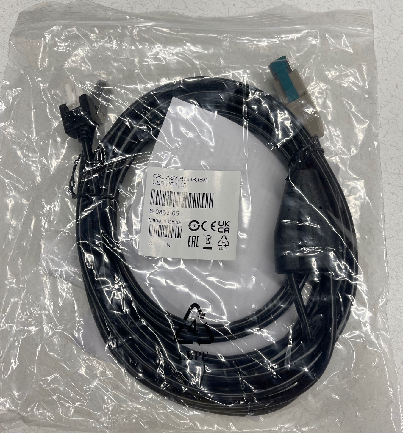 Bundle of Qty 25 Datalogic IBMCDG00213/8-0863-05 Cable Assembly, IBM USB 15FT