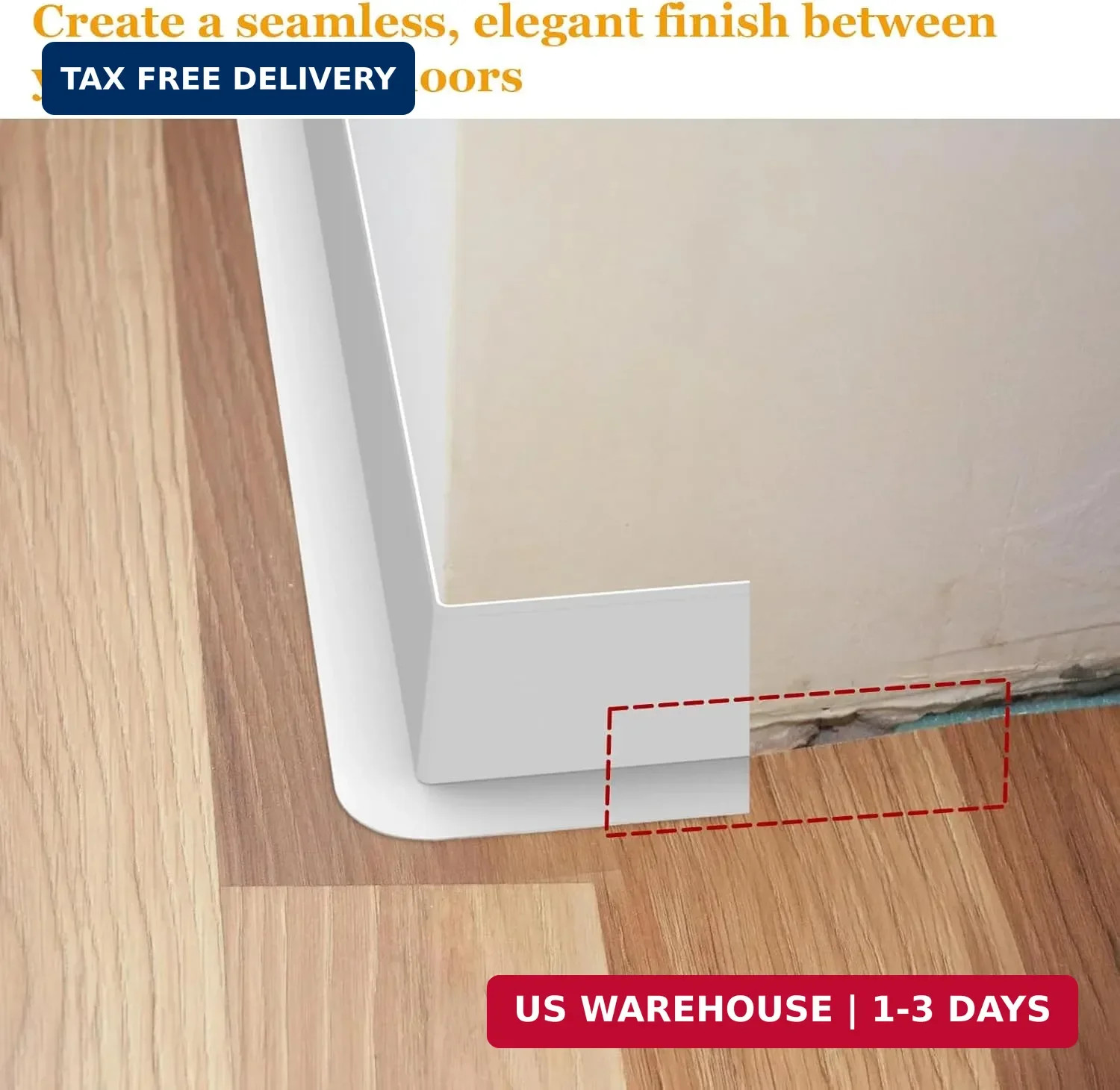 Self-Adhesive Flexible Baseboard Molding Trim – 20 Ft Vinyl Wall Base for Curved