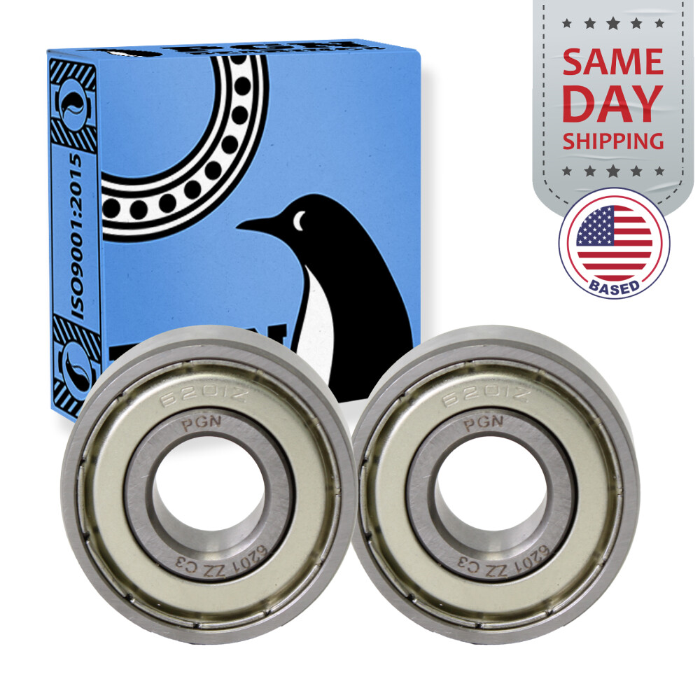 (2) 6201-ZZ Premium Metal Shield Ball Bearing C3 EMQ, 12x32x10, 6201 ZZ 6201z