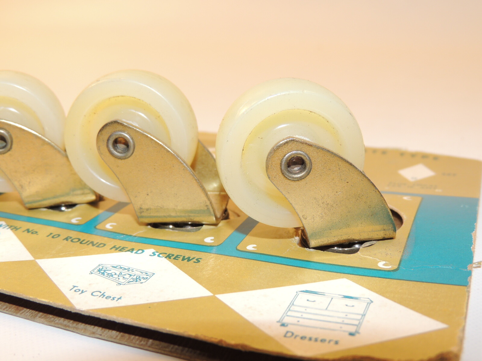 VTG MCM New NOS United States Floormates Casters Made USA Plate Type 5177 Wheels