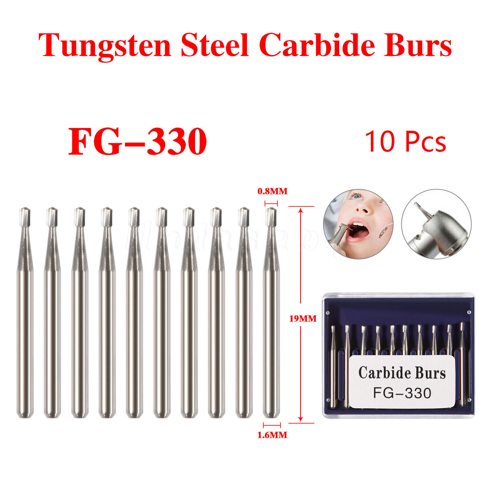 Dental Drill Bits Tungsten Carbide Burs Round Head HP/RA/FG Dentist Tools
