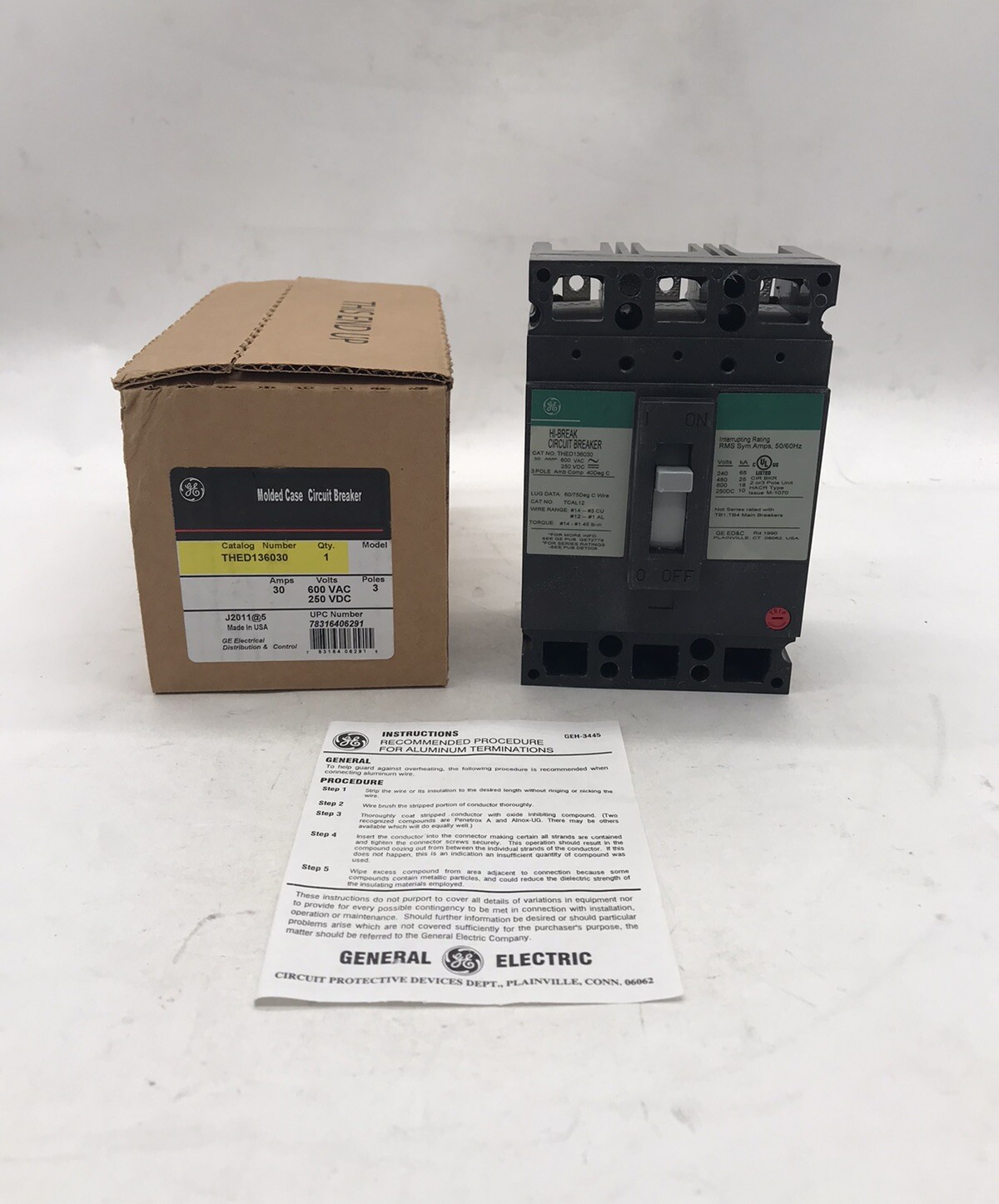 HOUSTON STOCK NEW GE THED136030 TYPE THED 30 AMP 600V FREE 2 DAY AIR BUY NOW
