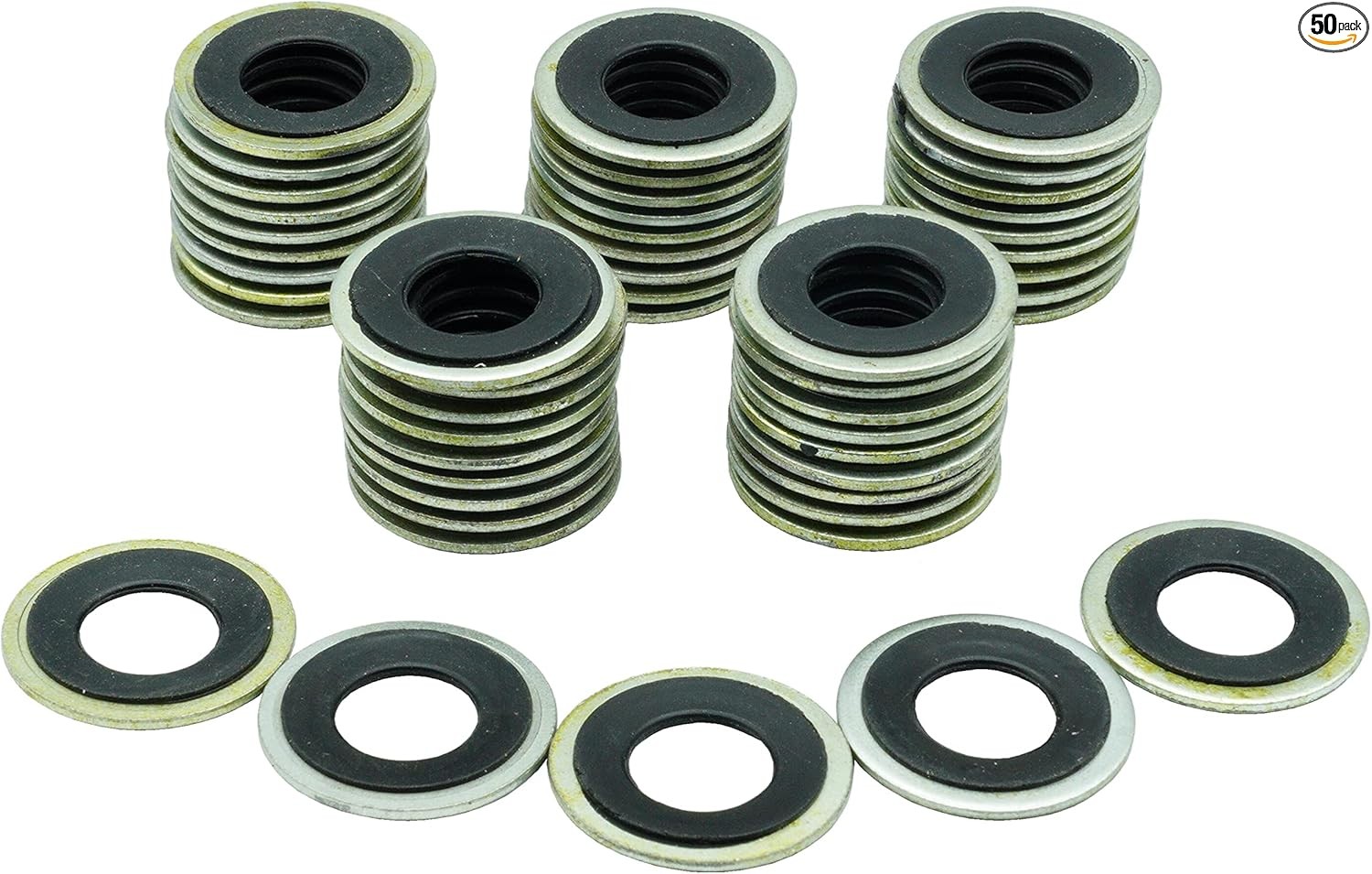 50 PCS Metal/Rubber Drain Plug Gasket, Fits 1/2, M12, M12 So Replace 097-021,652