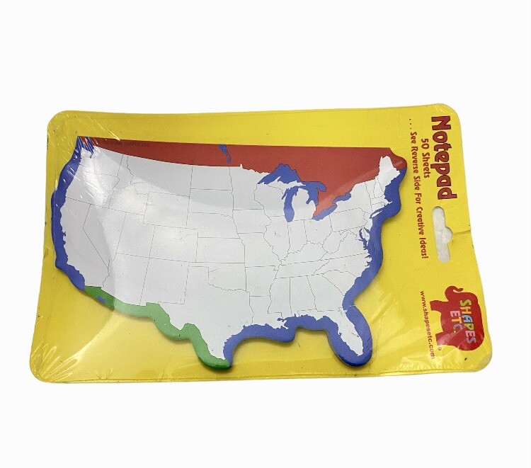 USA United States Of America Map Shape Vintage Notepad Shapes Etc 50 Sheets