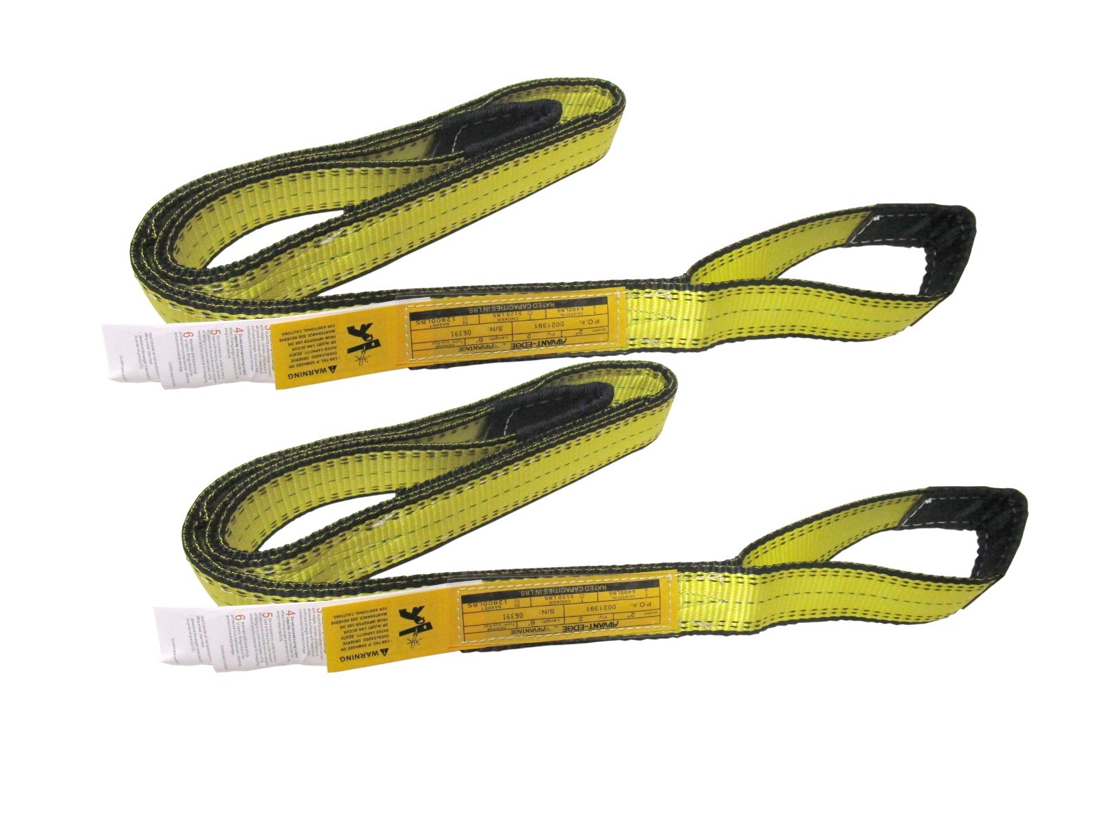2″ x 3 ft Web Lifting Sling Tow Strap 2-ply Eye & Eye Tagged Rated (2 Pack)