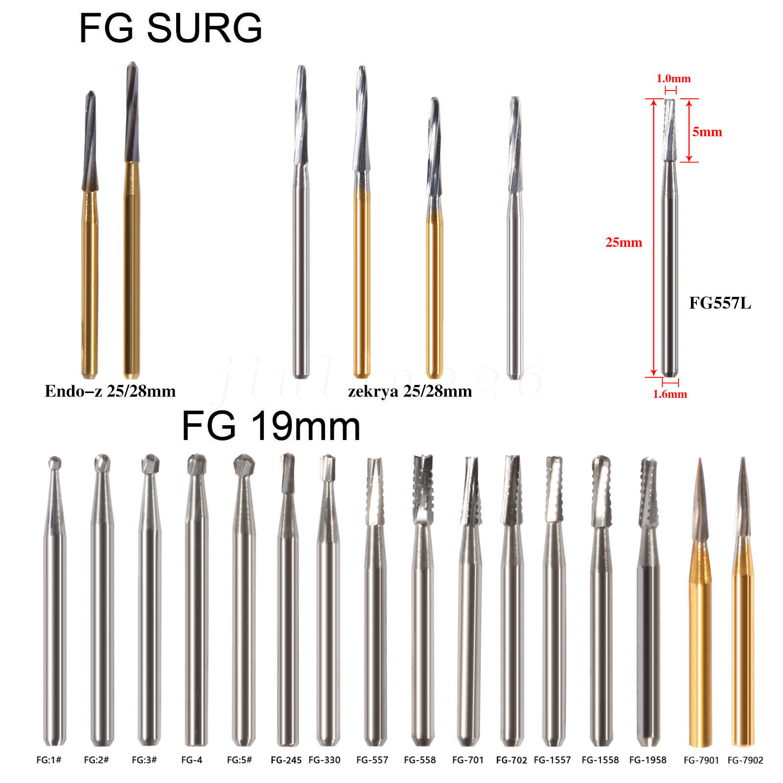 Dental Surgical/ Carbide Burs for High Speed Handpiece Round Cone Bur Diamond FG