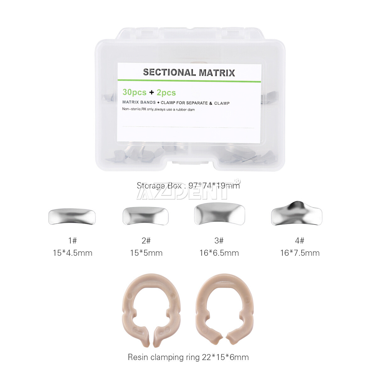 Dental Sectional Contoured Metal Band Metal Matrices Matrix Ring Resin Refill F1