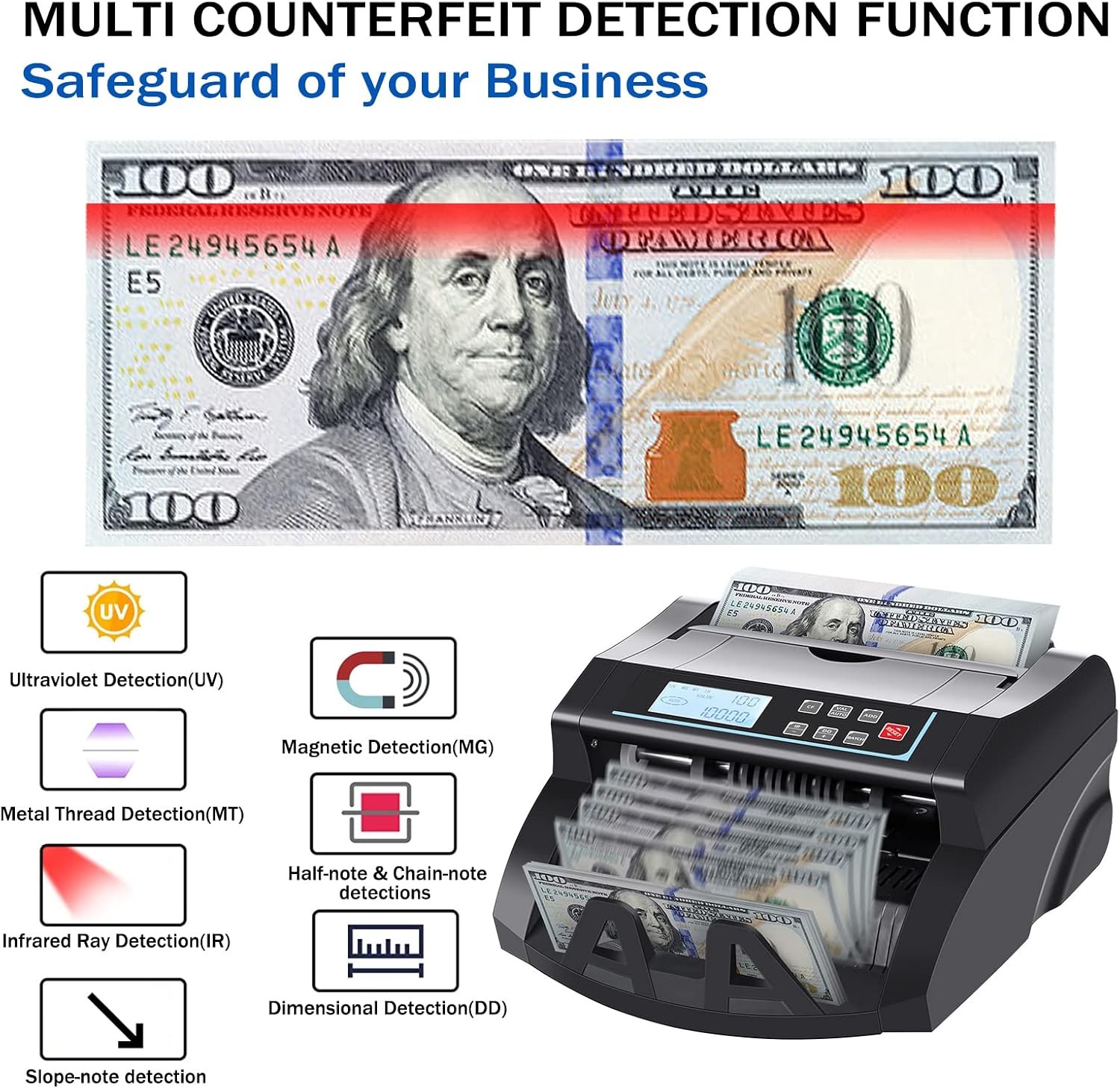 Counter Machine Count Value Us Dollar Only UV Mg Mt Ir Dd Detection Bill Add