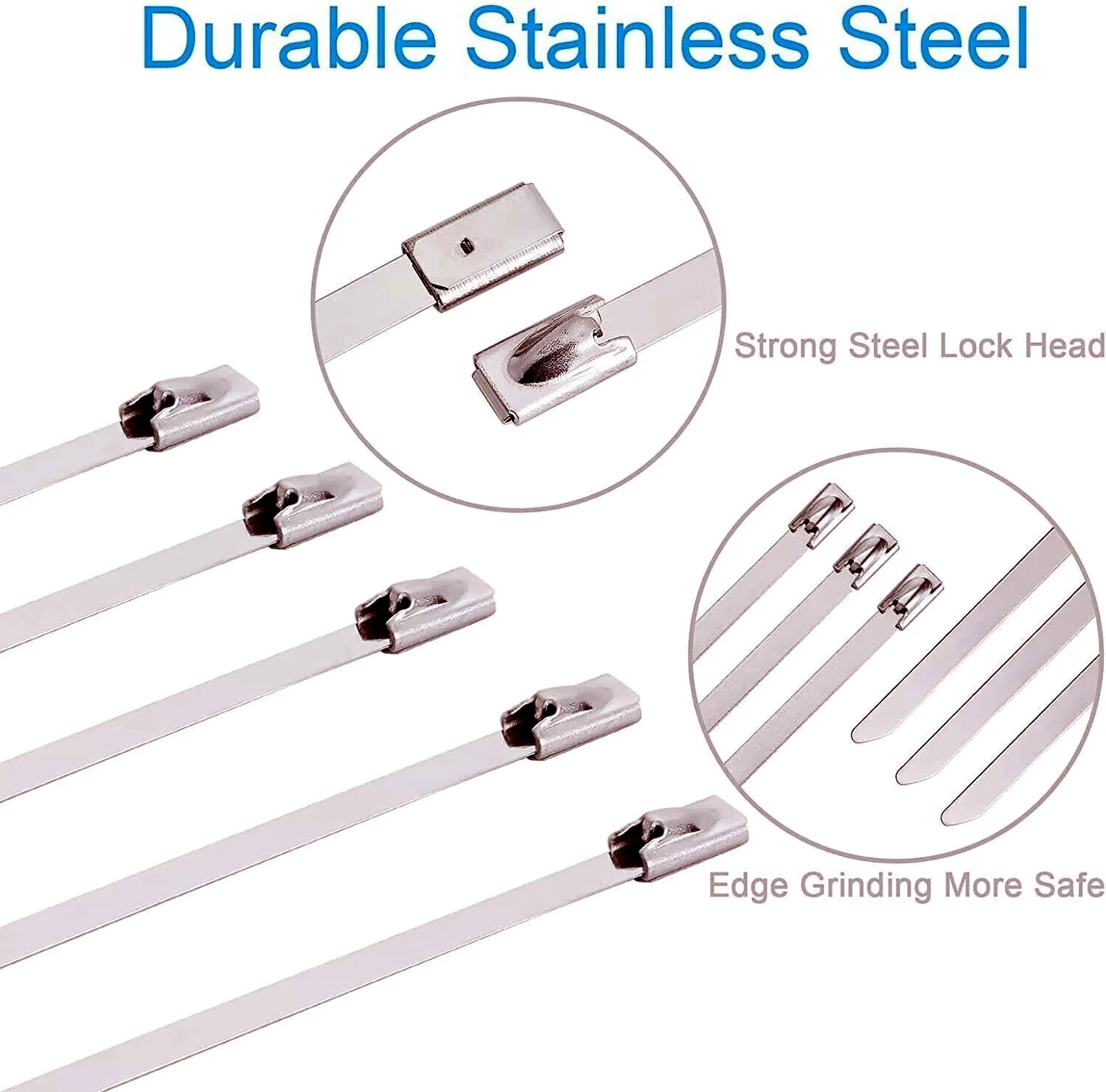 INDUSTRIAL GRADE 400lb (12MM) Stainless Steel Metal Zip Ties Heavy Duty Cable