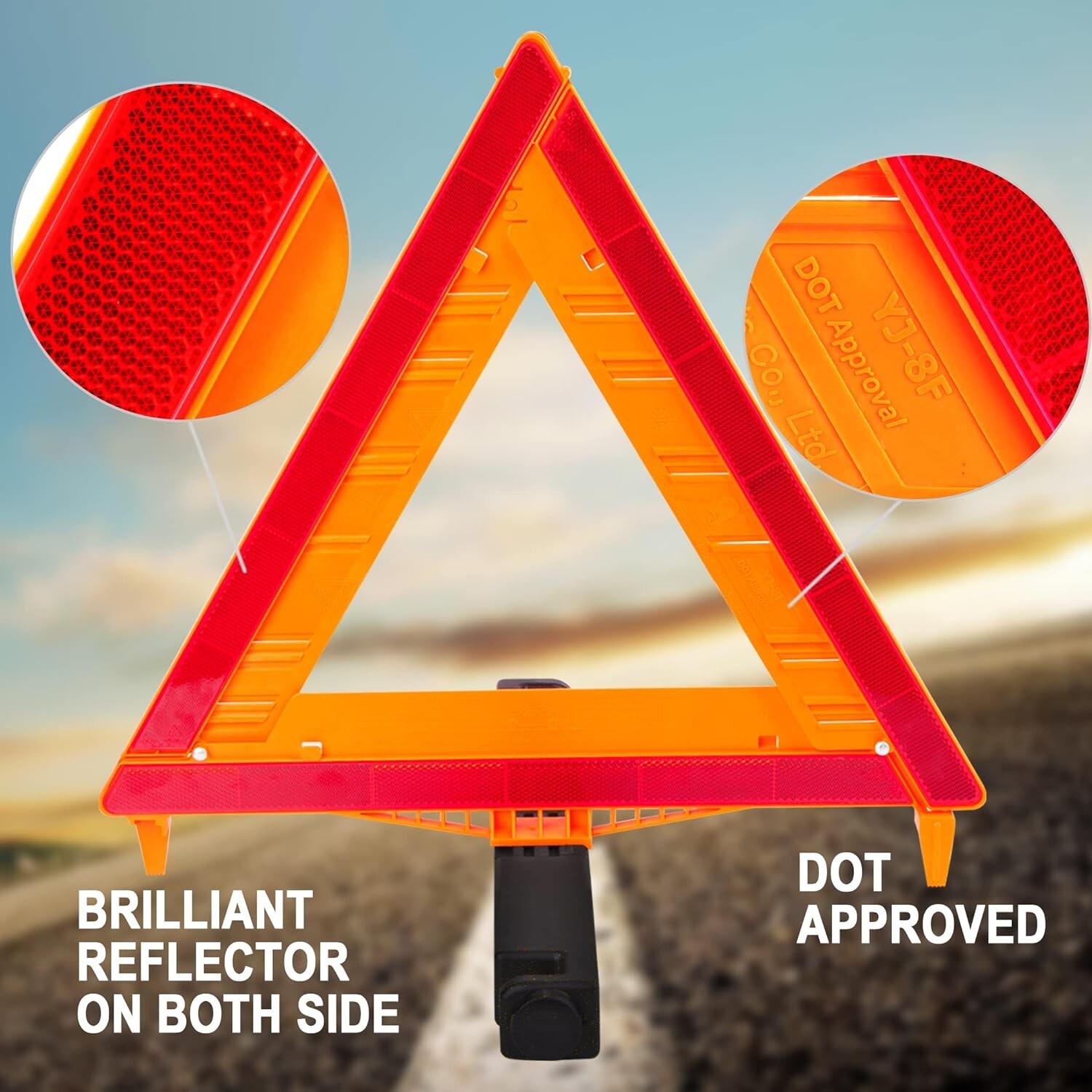 CARTMAN 3 Pack Warning Triangle DOT Approved Identical to United States FMVSS 57
