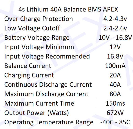 4S 40A BMS 12v – 16v Heatsink Kit Li-ion Lithium Battery Charger Balance
