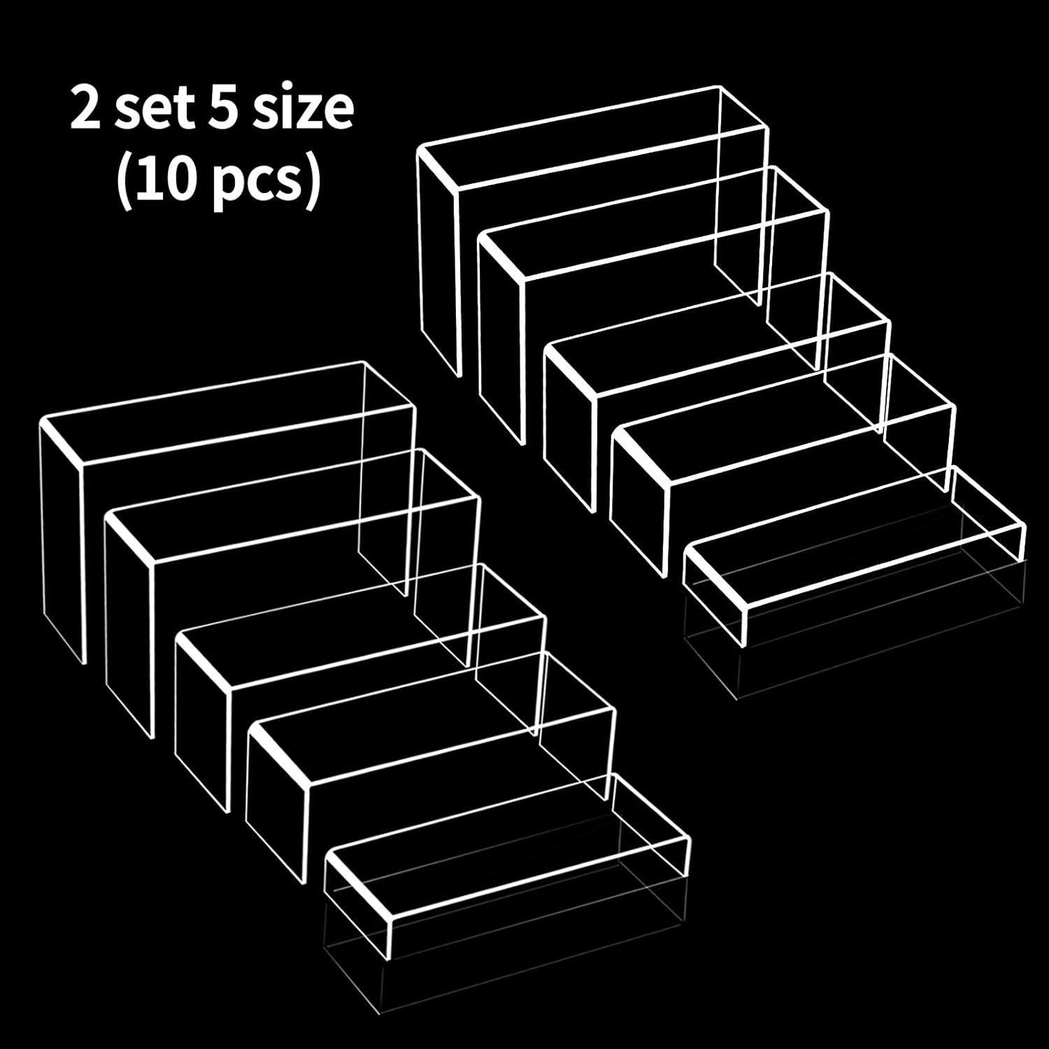10pcs 2 Set Acrylic Risers for Display Clear Perfume Organizer Stands