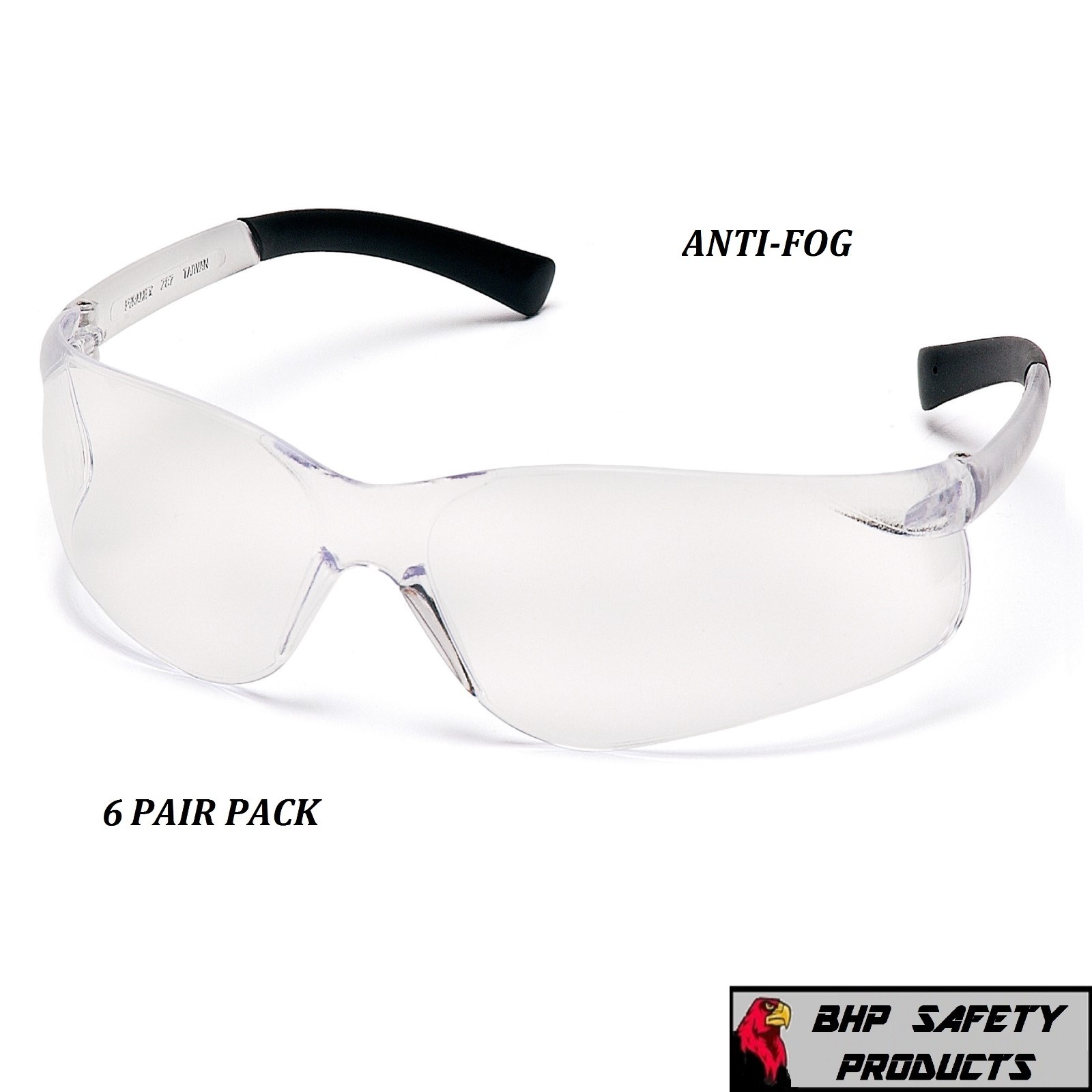 PYRAMEX ZTEK SAFETY GLASSES CLEAR ANTI-FOG LENS SHOOTING EYEWEAR S2510ST (6 PR)