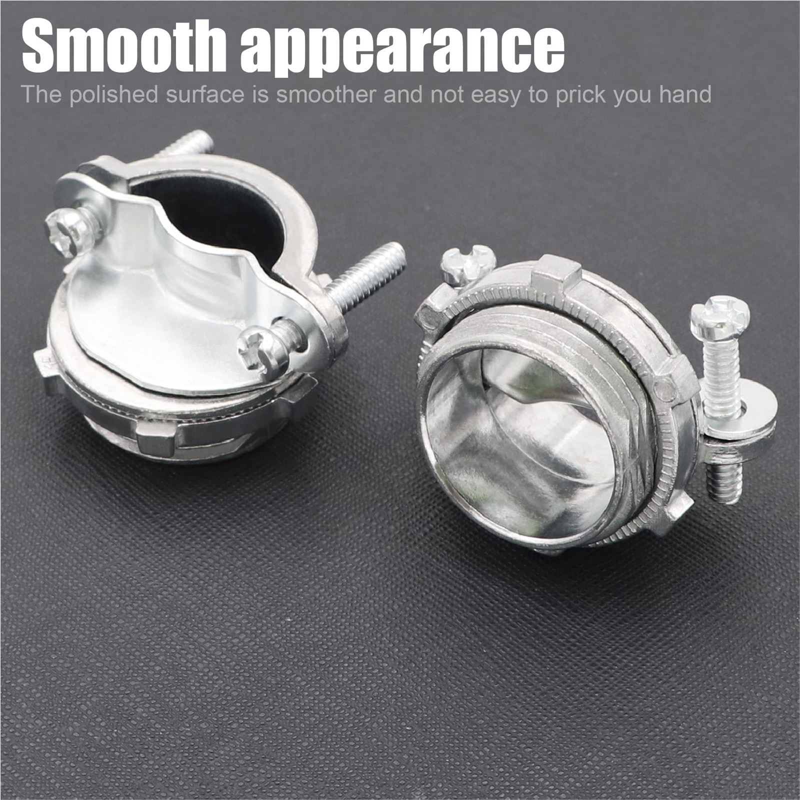 24 Pcs 1/2 Inch Clamp Type Cable Connectors for Metallic Conduit Silver-Zinc