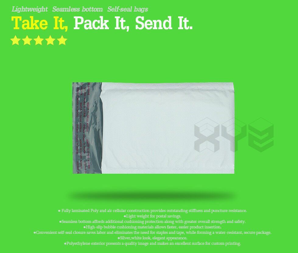 2500 PCS #000 4×8 (4×7) Poly Bubble Mailer Padded Envelope Shipping Supply Bags
