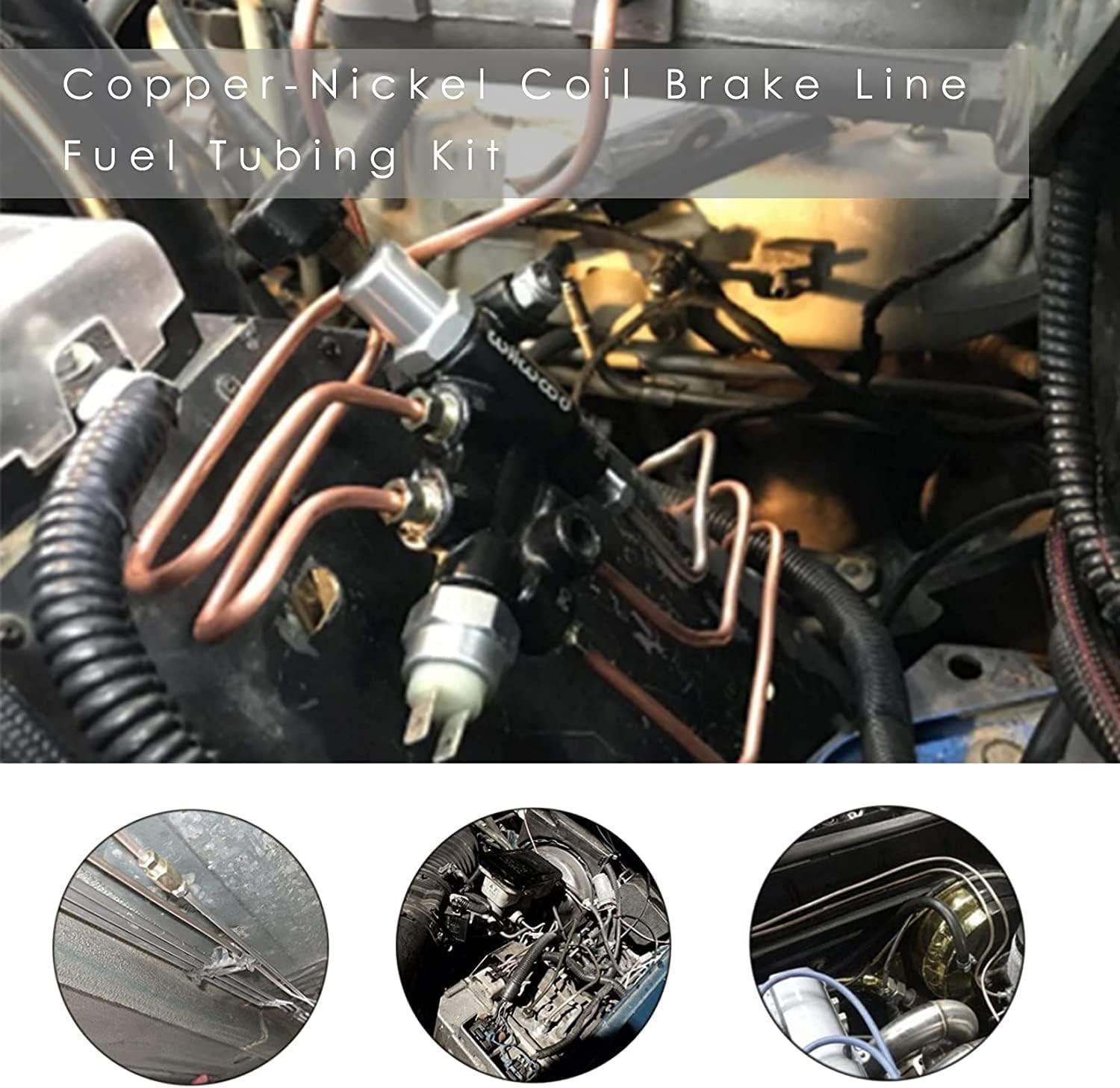 25 Ft. 3/16 OD Copper Nickel Brake Line Tubing Coil and Fitting Kit, 25 Ft of 3/