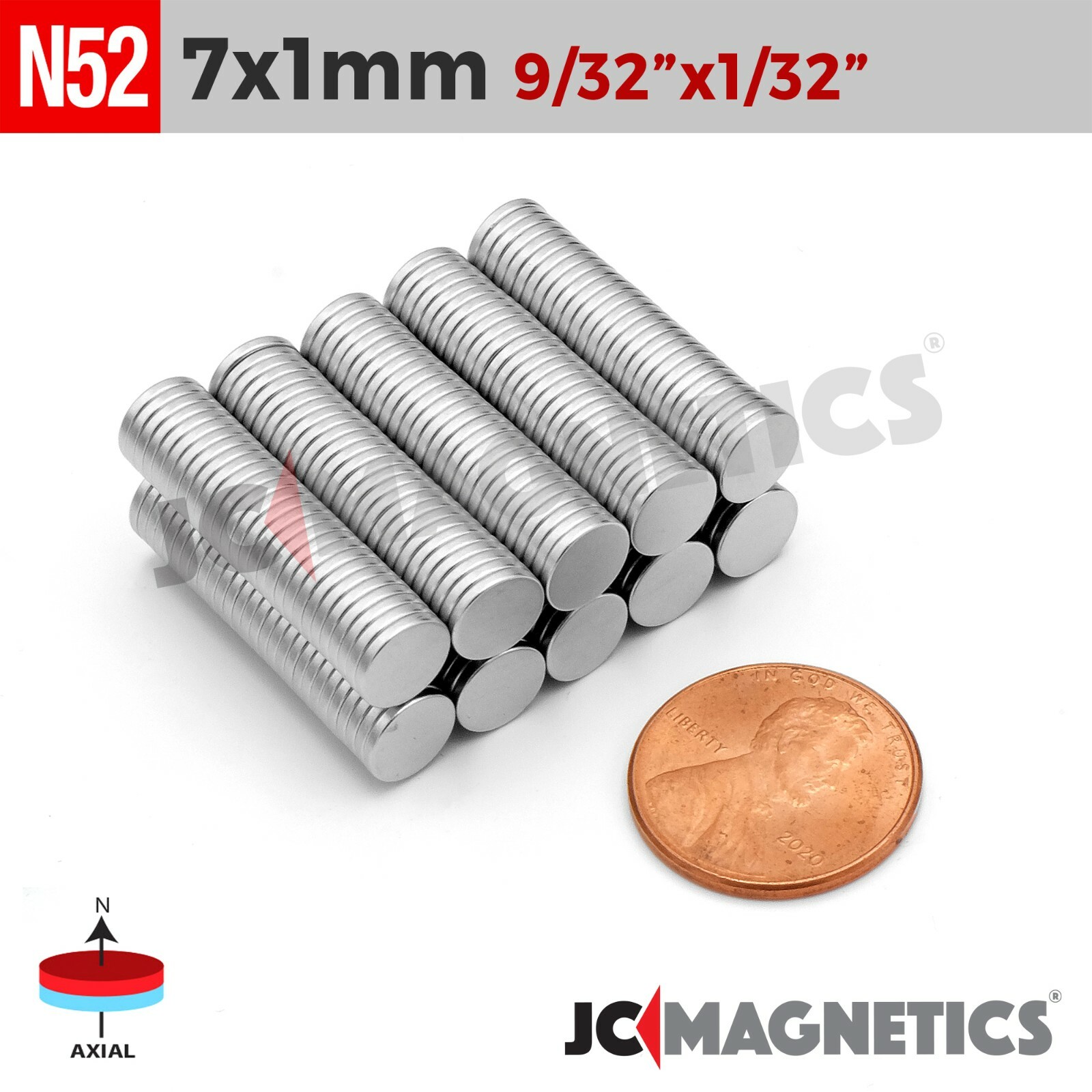 7mm x 1mm 9/32″x1/32 N52 Super Strong Disc Rare Earth Neodymium Magnets 7x1mm