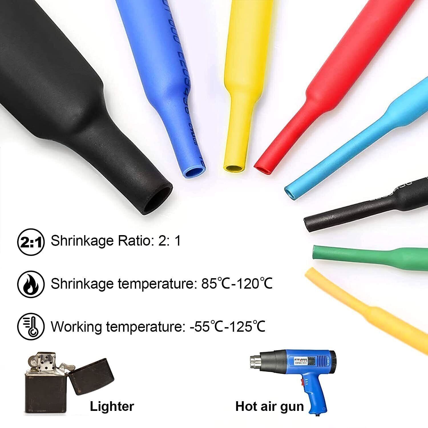 HEAT SHRINK Tubing Sleeve 2:1 Shrinkable Tube Wire Cable Assortment Kit 560PCS