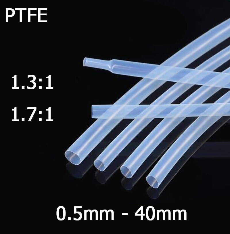 1.7:1 Clear PTFE Heat Shrink Tubing 260°C HIGH TEMP Tube Sleeving 0.5mm to 40mm