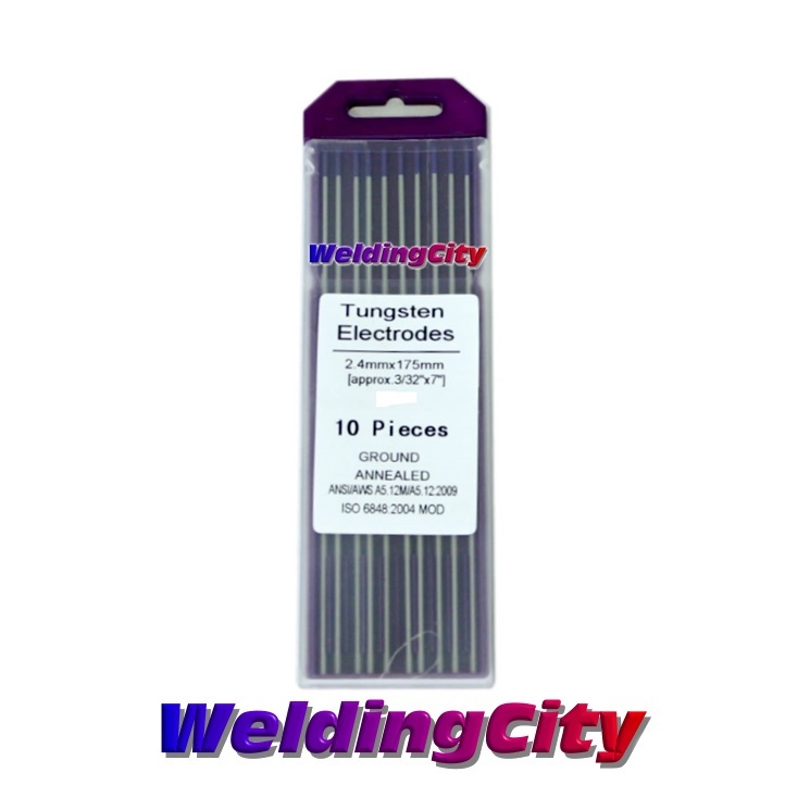 WeldingCity 10-pk TIG Welding Tungsten Tri-Element Non-Radioactive Purple 3/32×7