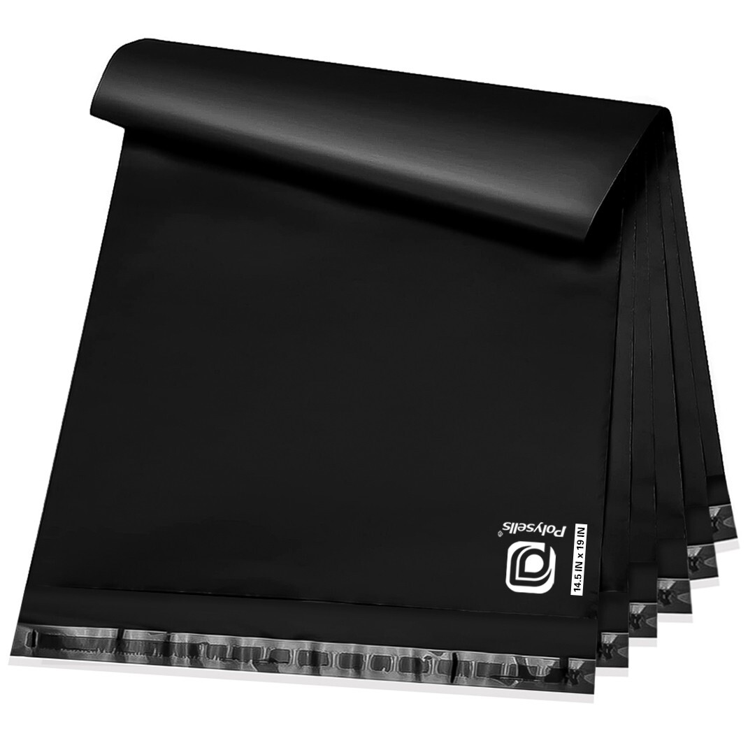 500 14.5×19 Poly Mailer Self Sealing Shipping Mailer Bags Black POLYSELLS