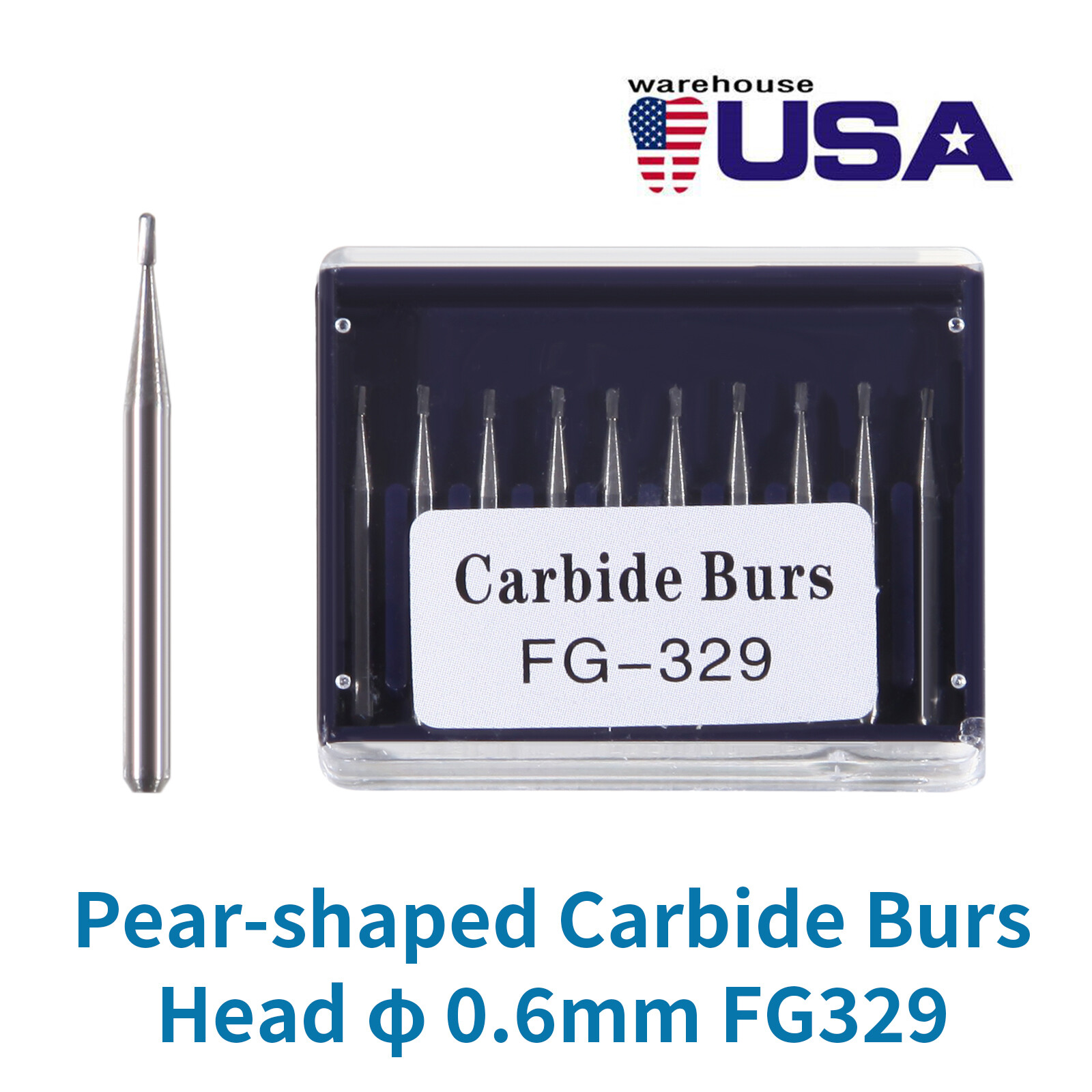 Dental Carbide Burs Tungsten Bur FG # 329 Pear Shape for High Speed Handpiece ty