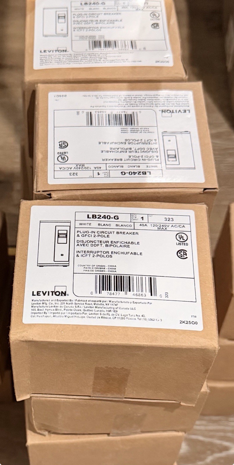 1 PC Leviton 40A GFI Breaker, LB240-G GFI Circuit Breaker GFCI 2-Pole 40 Amp