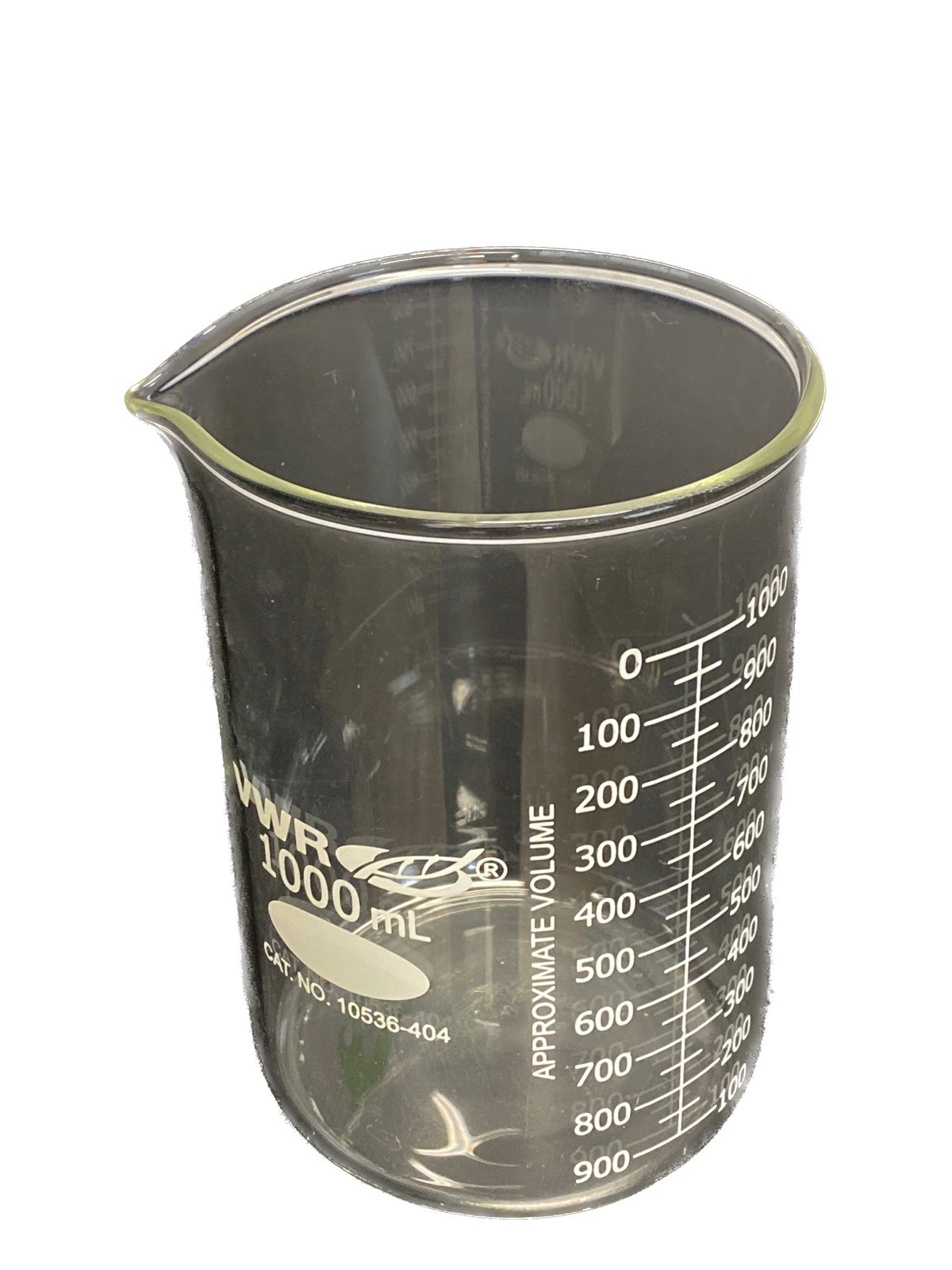 VWR Glass 1000mL HD Dual Scale Graduated Low Form Griffin Beaker 10536-404