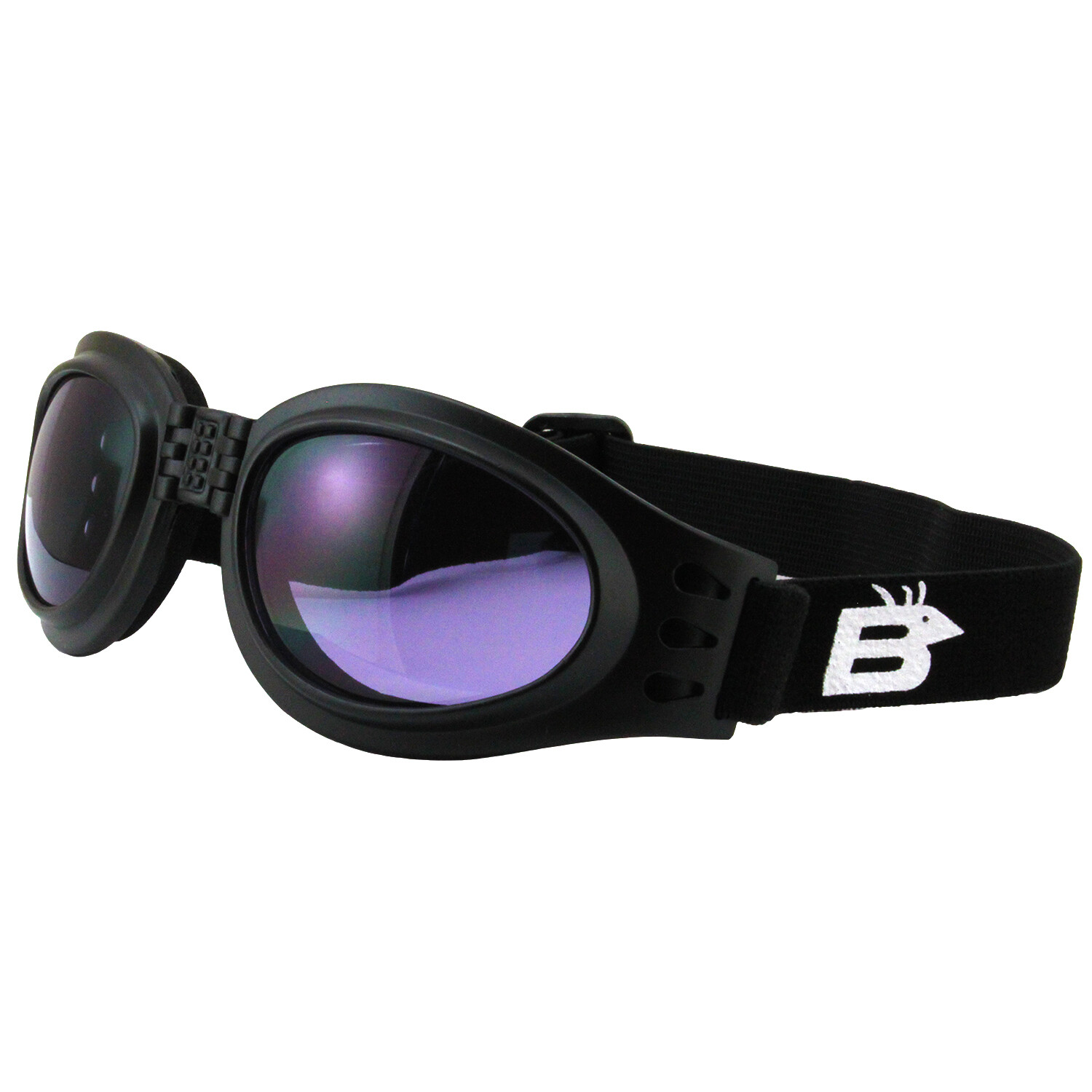Birdz Eyewear Parrot Padded Motorcycle Goggles Black Frame + Purple Lens