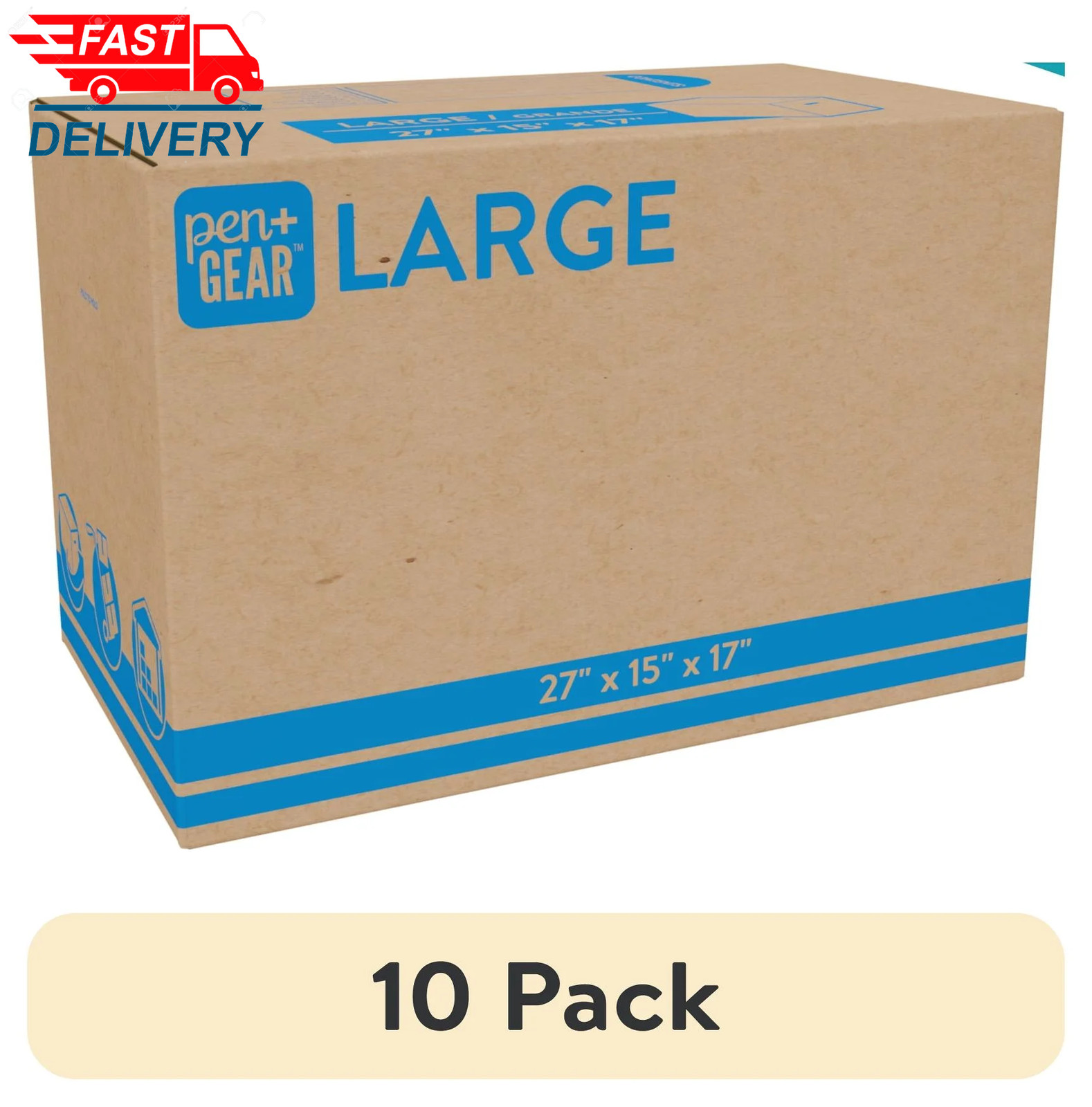 (10 Pack) Large Moving Boxes, 27L X 15W X 17H, Kraft