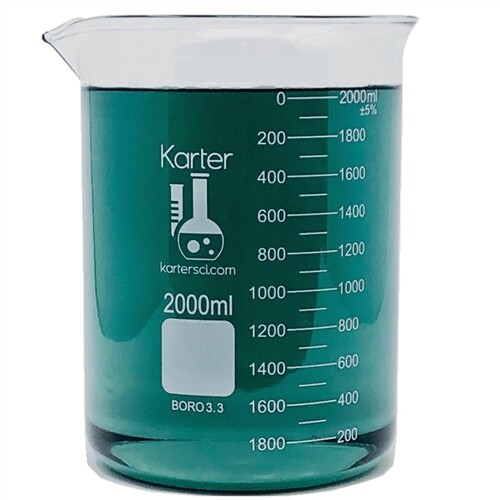 2000ml Beaker, Low Form, 3.3 Boro. Glass, Karter Scientific 247P1 (Case 16)