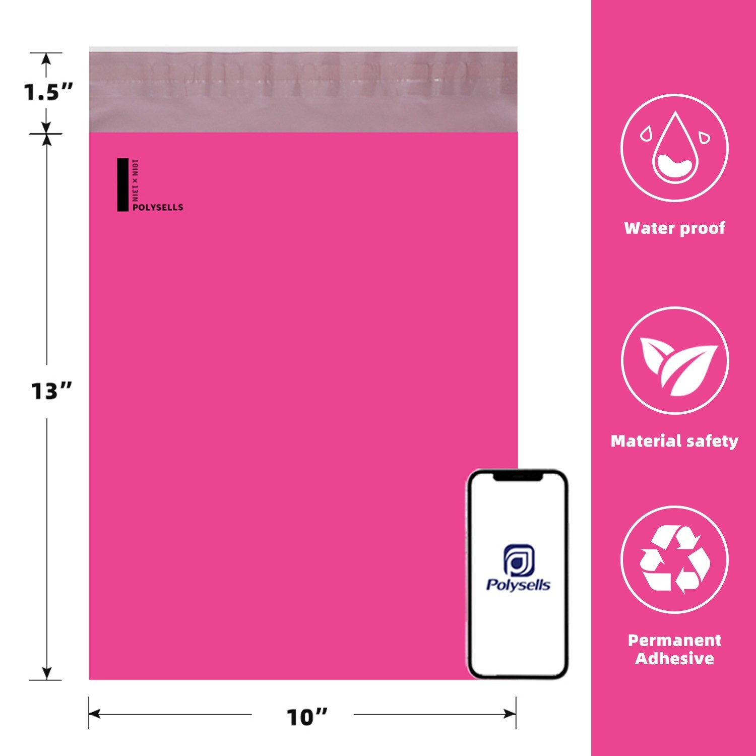 1000 10×13 Poly Mailers Envelopes Self Sealing Shipping Mailers Pink POLYSELLS