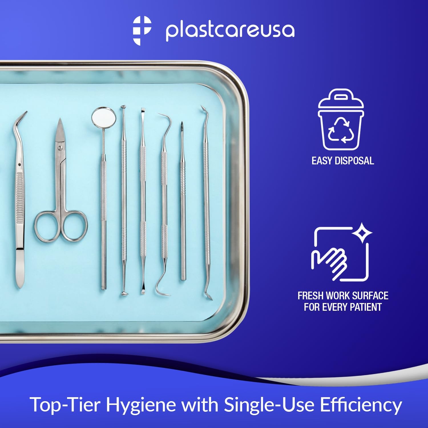 PlastCare USA Blue Disposable Tray Liners, Sanitary Covers for Size B Dental,…