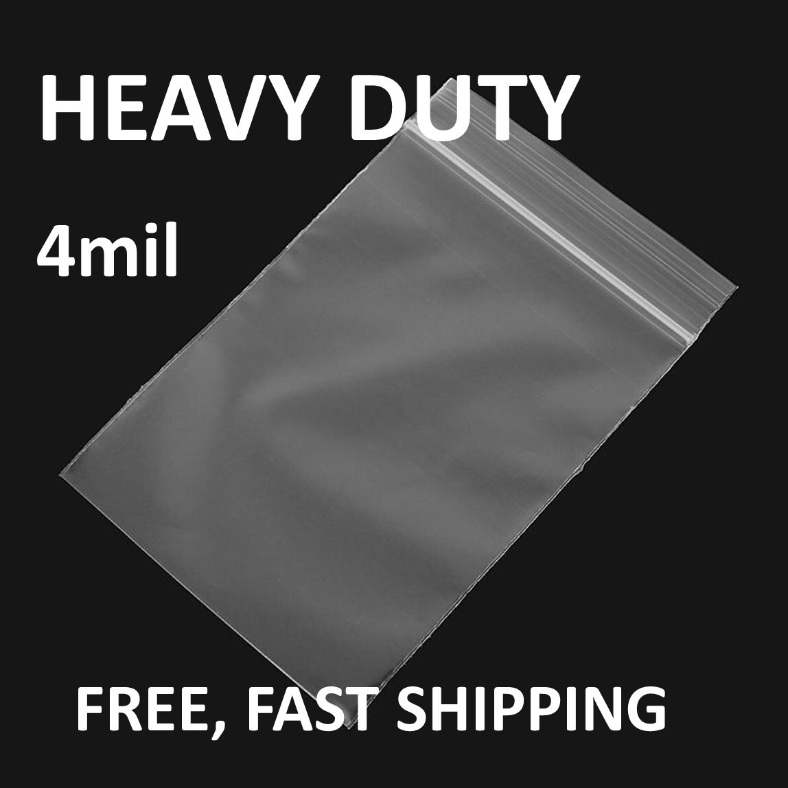 Clear Reclosable Zip Seal Top Lock 4Mil Heavy Duty Bags Plastic 4 Mil Baggies