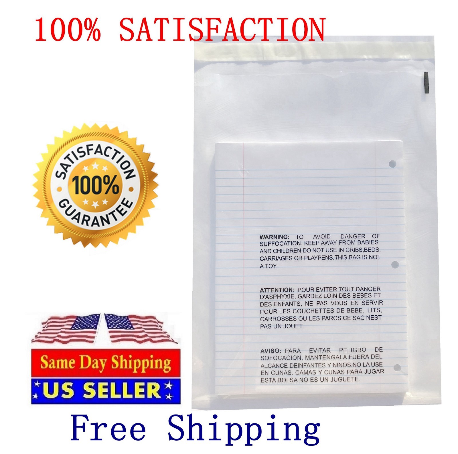6×9 Clear Bags Suffocation Warning Self Seal Bag 1.5 Mil -ST ShipMailers