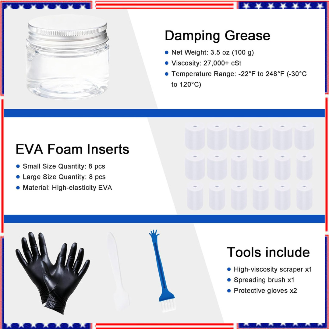 3.5 Oz (100G) Washing Machine Damping Grease with 16 Foam Inserts for Suspension