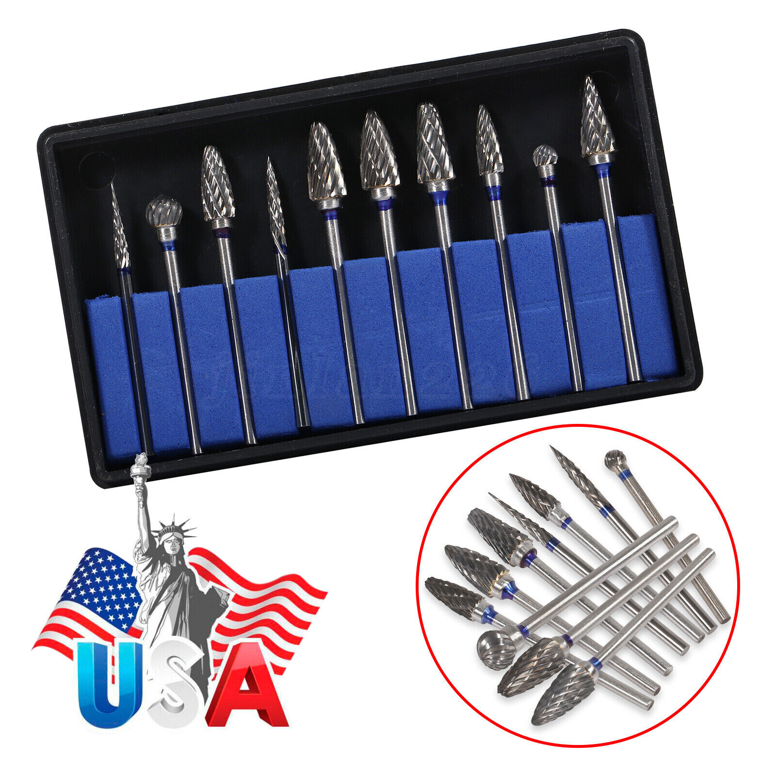 10 Pcs HP Tungsten Steel Carbide Cutter Dental Denture Burs Lab Drill Polisher P