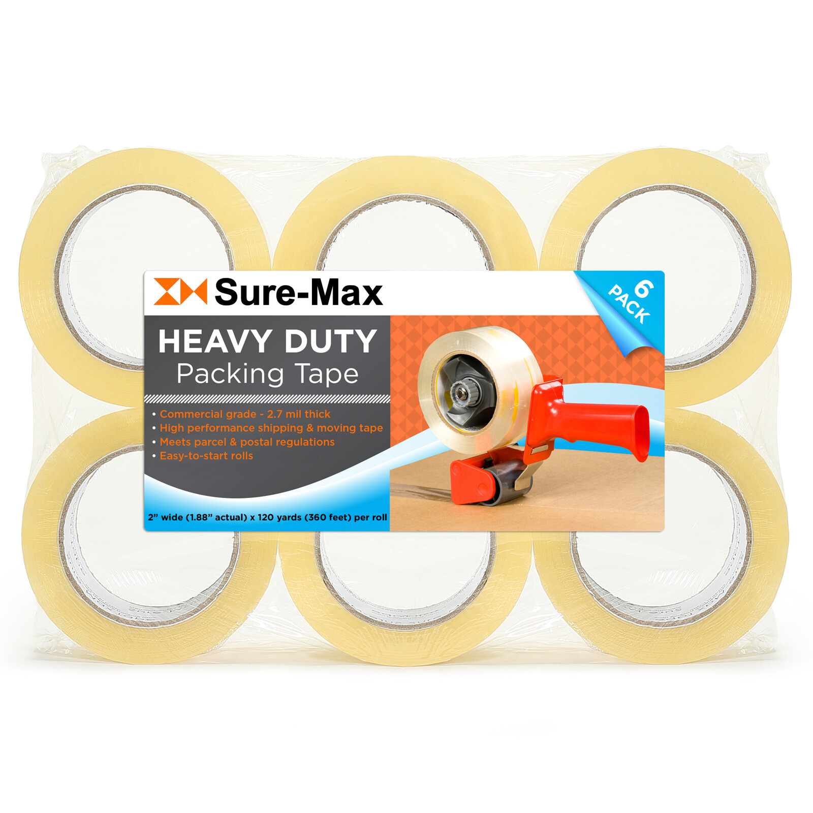 2″ Heavy-Duty 2.7mil Clear Shipping Packing Moving Tape 120 yards/360′ ea