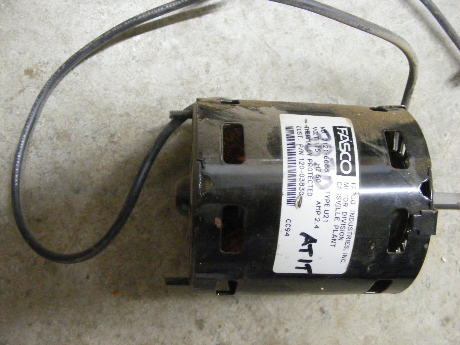 FASCO 7121-6688 Draft Inducer Blower Motor LB White Heater Motor