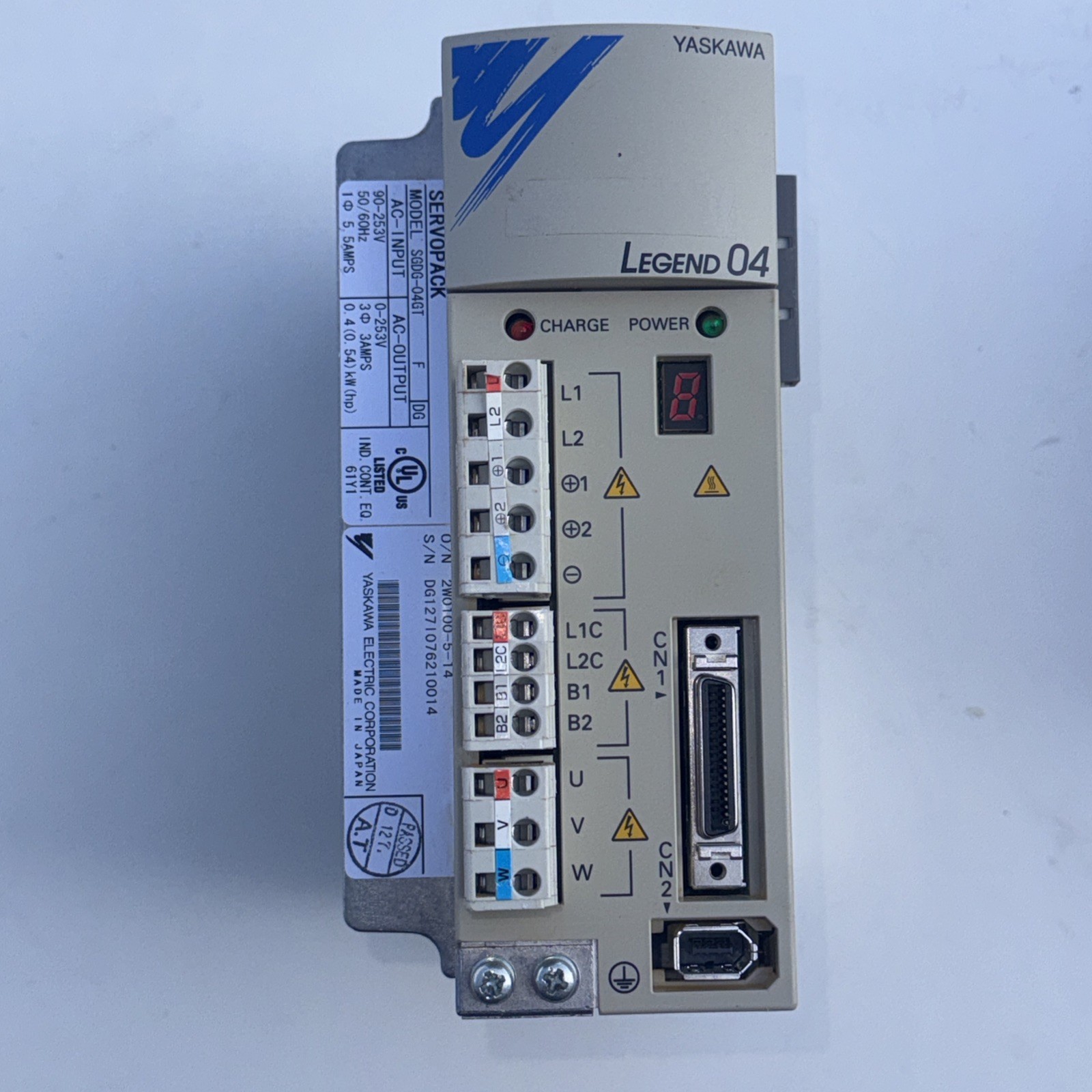 Yaskawa SGDG-04GT SGDG04GT Servopack Servo Drive Controller 90-253V 50/60hz, TT1