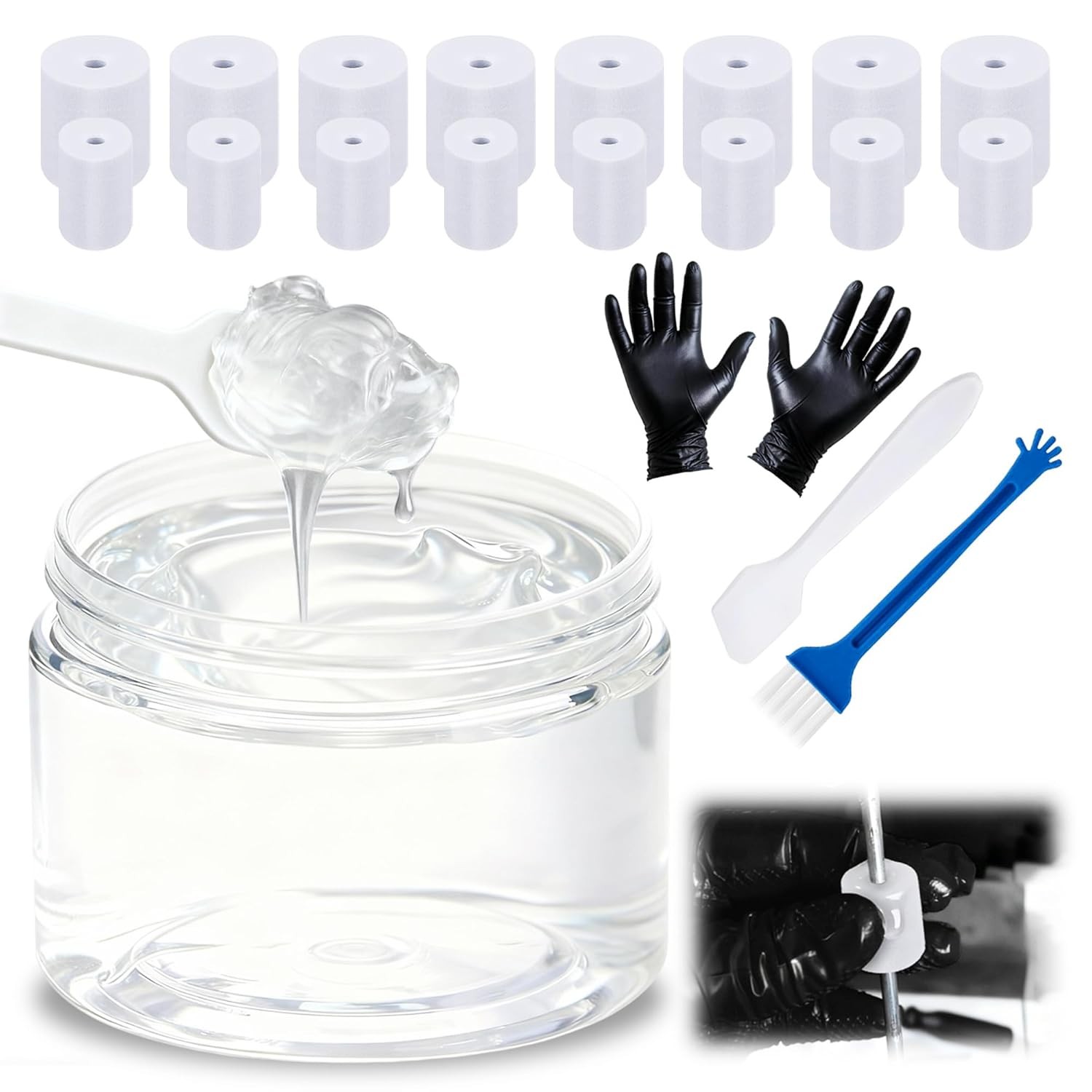 Washing Machine Damping Grease 3.5 Oz (100g) with 16 Foam Inserts for Suspension
