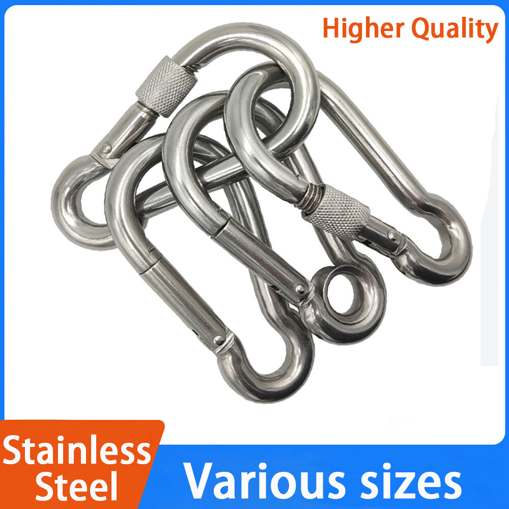 Small & Large CARABINER CLIP – HARDWARE Stainless Steel – WILL NOT RUST OUTDOORS